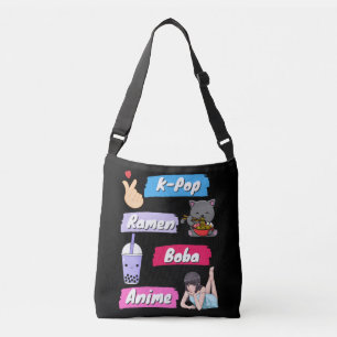 K-Pop, Ramen, Boba and Anime Pop Culture Fan Crossbody Bag