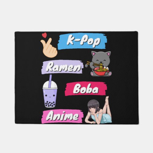 K_Pop Ramen Boba and Anime Pop Culture Fan    Doormat