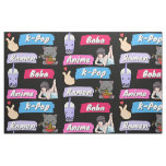 K-Pop, Ramen, Boba and Anime Pop Culture Fan Fabric