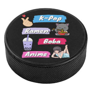 K-Pop, Ramen, Boba and Anime Pop Culture Fan Hockey Puck