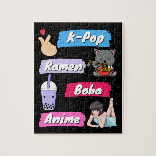 K_Pop Ramen Boba and Anime Pop Culture fan Jigsaw Puzzle