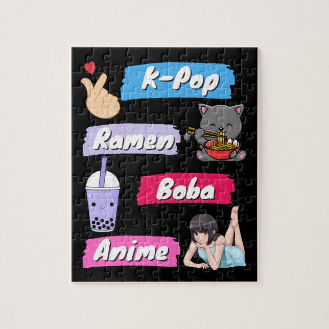 K-Pop, Ramen, Boba and Anime Pop Culture fan Jigsaw Puzzle (Vertical)