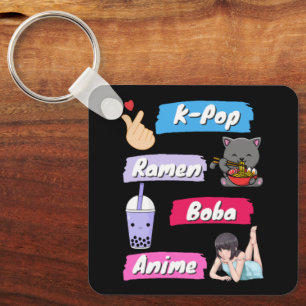 K-Pop, Ramen, Boba and Anime Pop Culture Fan    Keychain