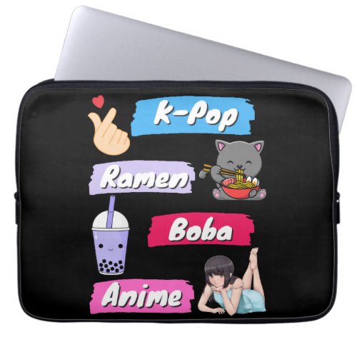 K_Pop Ramen Boba and Anime Pop Culture Fan     Laptop Sleeve