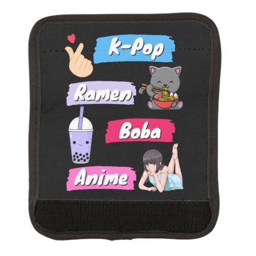 K_Pop Ramen Boba and Anime Pop Culture Fan     Luggage Handle Wrap