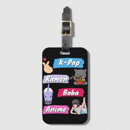 K_Pop Ramen Boba and Anime Pop Culture Fan       Luggage Tag
