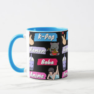 K-Pop, Ramen, Boba and Anime Pop Culture Fan Mug