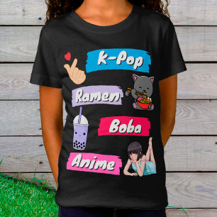K-Pop, Ramen, Boba and Anime Pop Culture Fan  T-Shirt