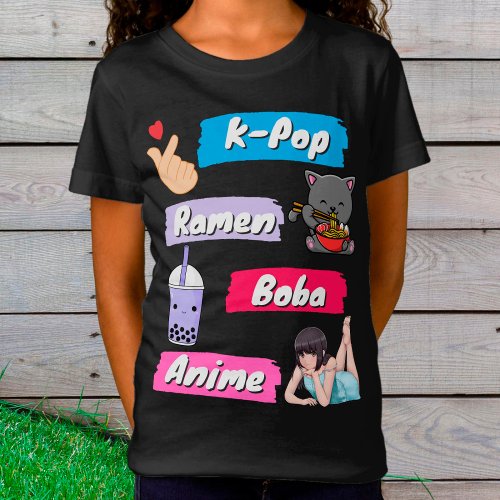 K_Pop Ramen Boba and Anime Pop Culture fan T_Shirt