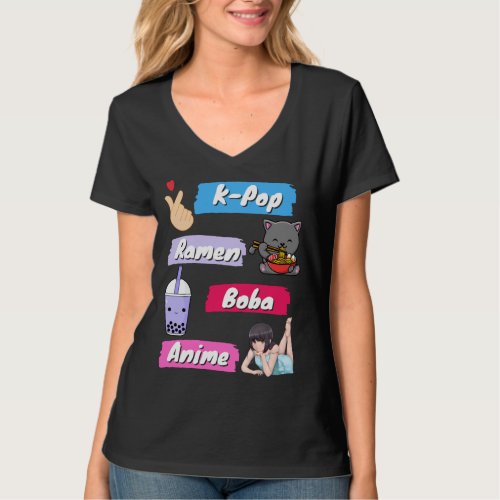 K_Pop Ramen Boba and Anime Pop Culture Fan   T_Shirt