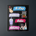 K-Pop, Ramen, Boba and Anime Pop Culture Fan Tapestry<br><div class="desc">K-Pop, Ramen, Boba and Anime - Korean and Japanese Pop Culture Fans</div>