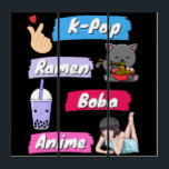 K-Pop, Ramen, Boba and Anime Pop Culture Fan   Triptych<br><div class="desc">K-Pop,  Ramen,  Boba and Anime - Korean and Japanese Pop Culture Fans</div>