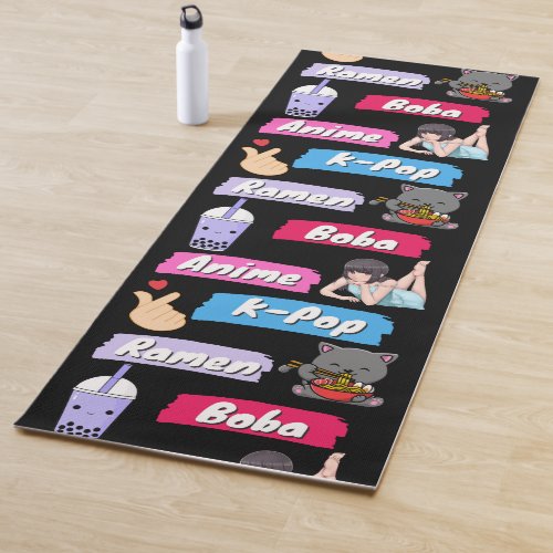 K_Pop Ramen Boba and Anime Pop Culture Fan   Yoga Mat