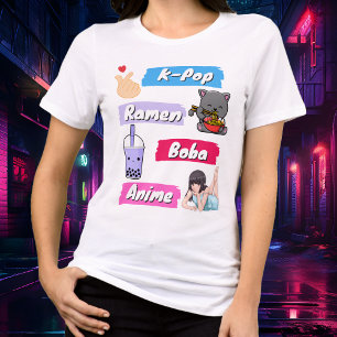 K-Pop, Ramen, Boba and Anime Pop Graphic Tee
