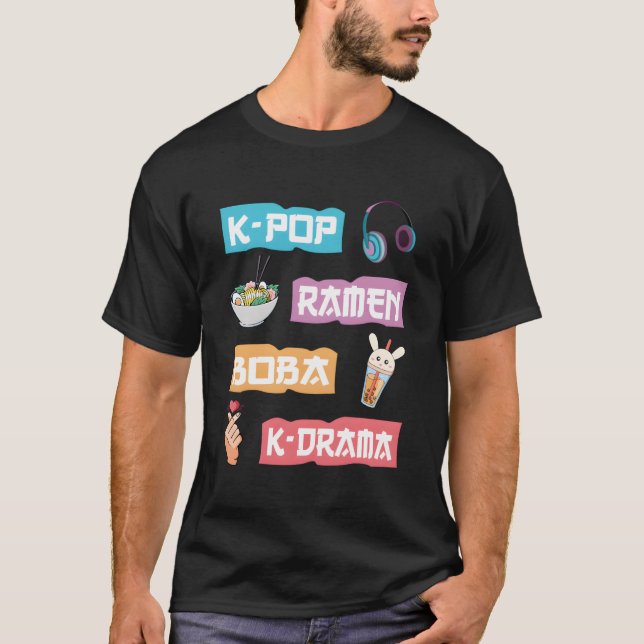 K-Pop Ramen Boba K-Drama - Cute Anime Ramen T-Shirt (Front)