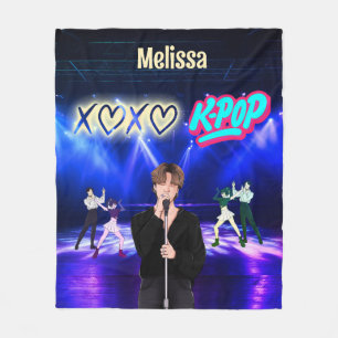 K-Pop Singer on Stage XoXo Love K-Pop Music Custom Fleece Blanket