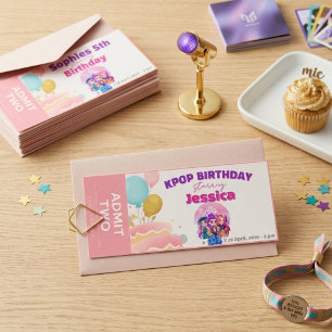 K-Pop Theme Concert Ticket Birthday Invitation 