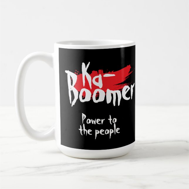 Ka- boomer fun one word minimalist cool trendy coffee mug (Left)