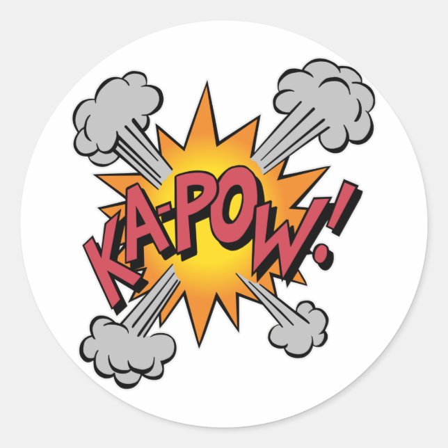 KA-POW! Comic Book Graphic Classic Round Sticker (Front)