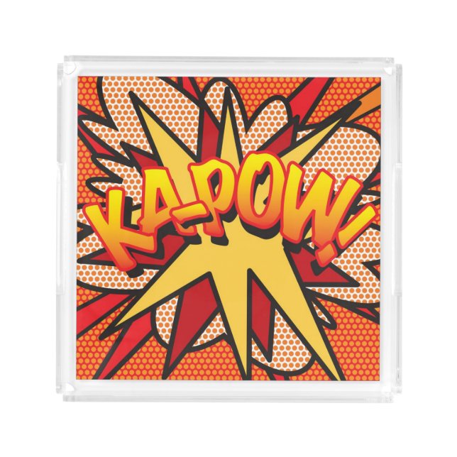 KA-POW Fun Retro Comic Book Pop Art Acrylic Tray (Front)