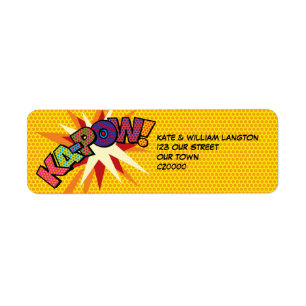 KA-POW Fun Retro Comic Book Pop Art Address Label