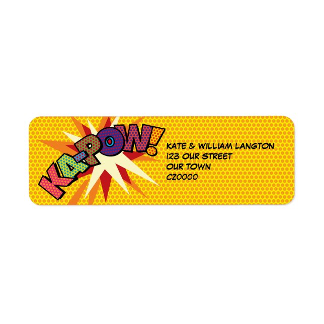 KA-POW Fun Retro Comic Book Pop Art Address Label (Front)