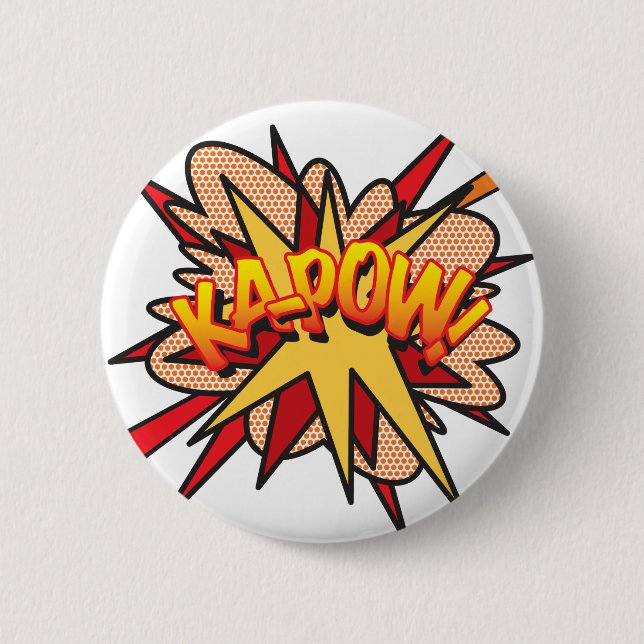 KA-POW Fun Retro Comic Book Pop Art Button (Front)