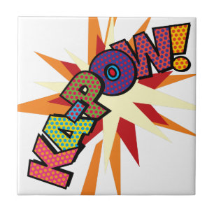 KA-POW Fun Retro Comic Book Pop Art Ceramic Tile