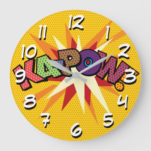 KA_POW Fun Retro Comic Book Pop Art Large Clock