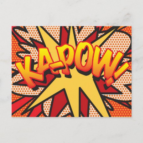 KA_POW Fun Retro Comic Book Pop Art Postcard