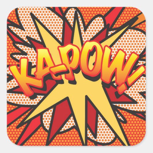 KA_POW Fun Retro Comic Book Pop Art Square Sticker