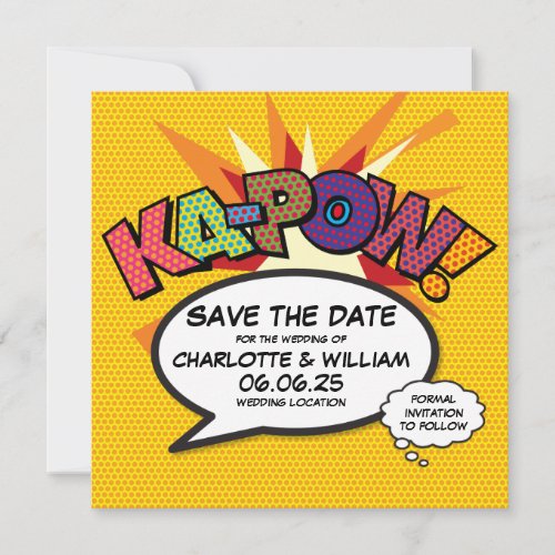 KA_POW Save the Date Fun Retro Comic Book Pop Art