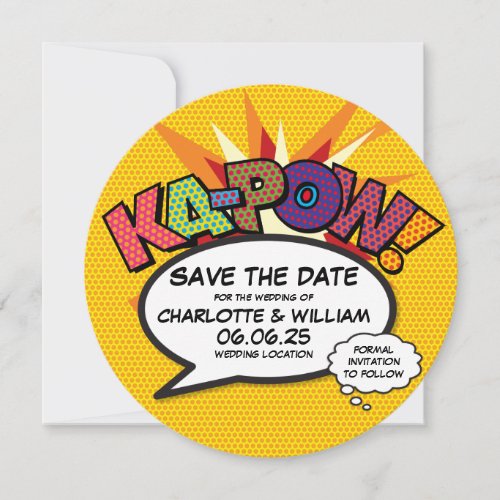 KA_POW Save the Date Fun Retro Comic Book Pop Art