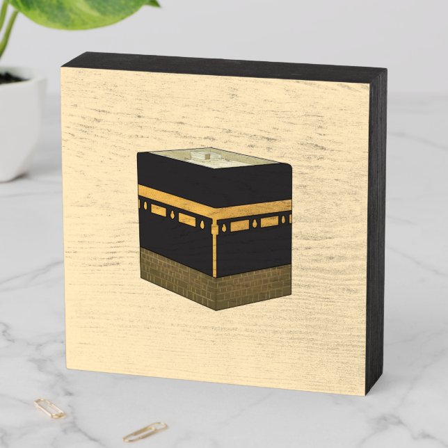 Kaaba - الكعبة - the Kaabah Hand Drawn Wooden Box Sign (In Situ Vertical)