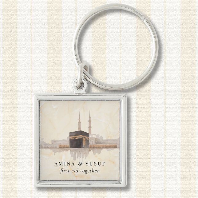 Kaaba Eid Mubarak Premium | Islamic Gift Keepsake Keychain (Kaaba keychain—his refined keepsake, designed to pair perfectly with the Madinah piece.)