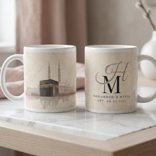 Kaaba Wedding Gift Muslim Couple Names Monogram Giant Coffee Mug