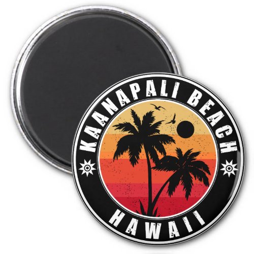 Kaanapali Beach Hawaii Retro Palm Trees 60s Travel Magnet