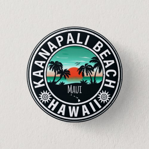 Kaanapali Beach Hawaii Retro Sunset Souvenirs 60s Button