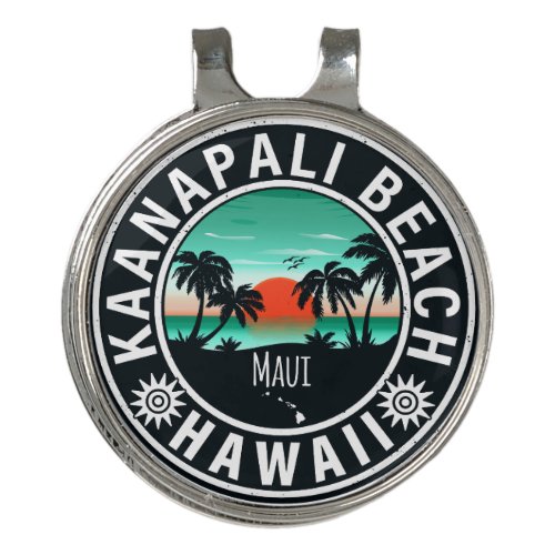 Kaanapali Beach Hawaii Retro Sunset Souvenirs 60s Golf Hat Clip