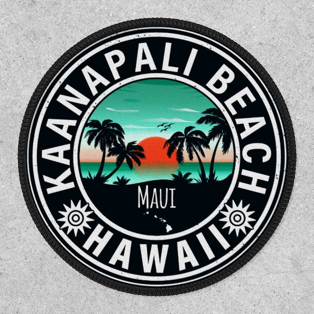 Ka'anapali Beach Hawaii Retro Sunset Souvenirs 60s Patch (Front)