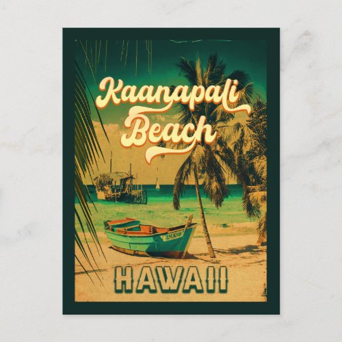 Kaanapali Beach Hawaii Vintage Palm Tree Souvenir Postcard