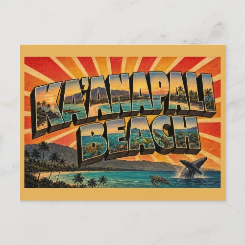 Kaanapali Beach Hawaii White Sand Coral Reef Art Postcard