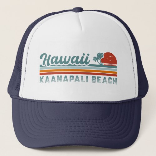 Kaanapali Beach Hi Retro Vintage Palm Tree 60s Trucker Hat