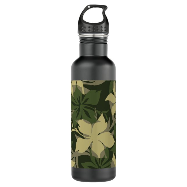 Kaanapali Camo Hawaiian Hibiscus Tonal Water Bottle (Front)