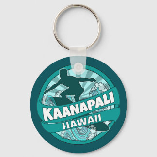 Kaanapali Hawaii teal surfer logo keychain