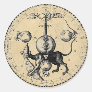 Kabbalah Dragon Symbol Classic Round Sticker