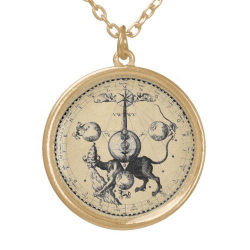 Kabbalah Mandala Dragon Gold Plated Necklace