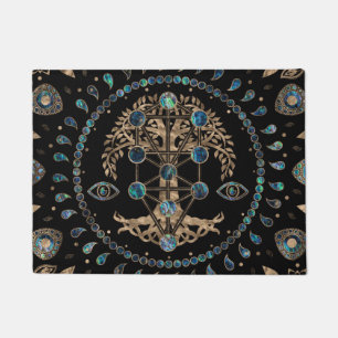 Kabbalah The Tree of Life Abalone and Gold Doormat