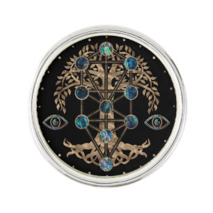 Kabbalah The Tree of Life Abalone and Gold Lapel Pin
