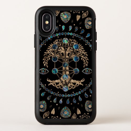 Kabbalah The Tree of Life Abalone and Gold OtterBox Symmetry iPhone X Case